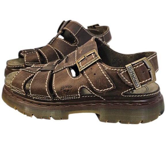 Dr. Martens Mens Vintage Fisherman Leather Sandals, Buckle, Brown, Size 10 - Picture 11 of 11